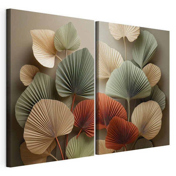 Modulaire canvasprint Elegant blad in zachte tinten