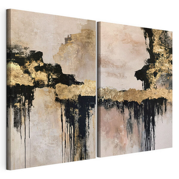 Modulaire canvasprint - Abstracte elegantie in ingetogen tinten