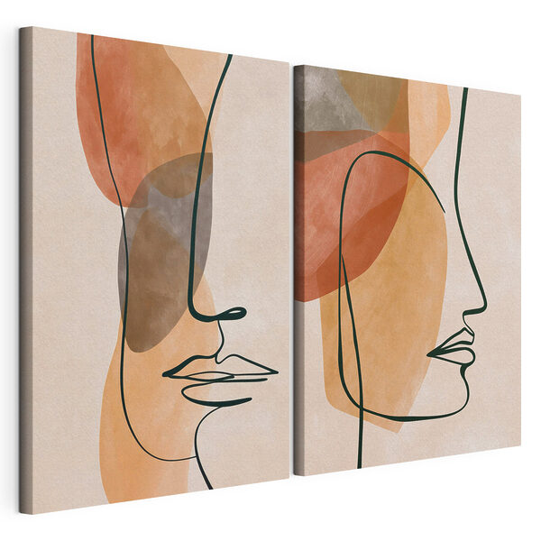 Modulaire canvasprint - Abstracte profielen in zachte tinten