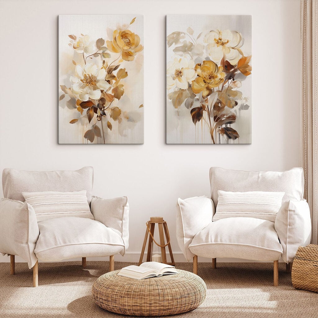 Painting of flowers on a white surface