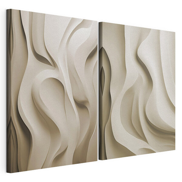 Modulaire canvasprint Vloeiende lijnen in neutrale tinten