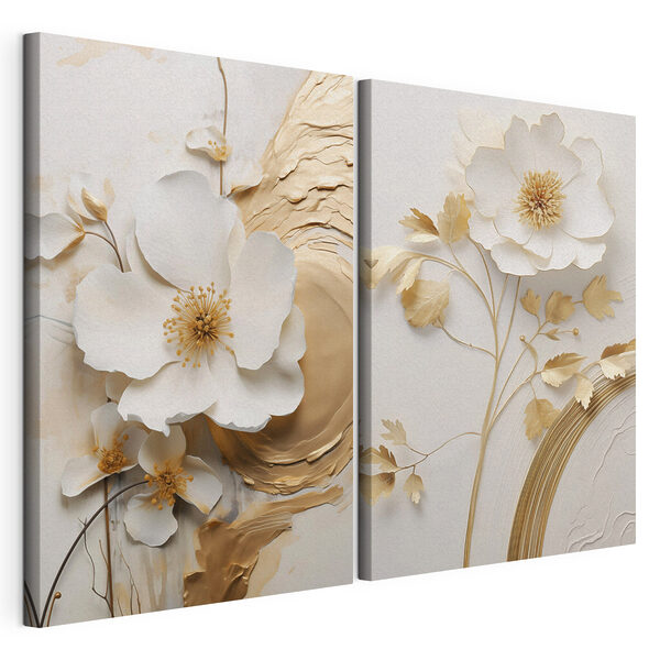 Modulaire canvasprint - Elegant bloemmotief voor een prachtige inrichting