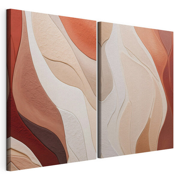 Modulaire canvasprint Vloeiende vormen in warme tinten