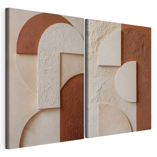 Modulaire canvasprint Elegante vormen in warme tinten