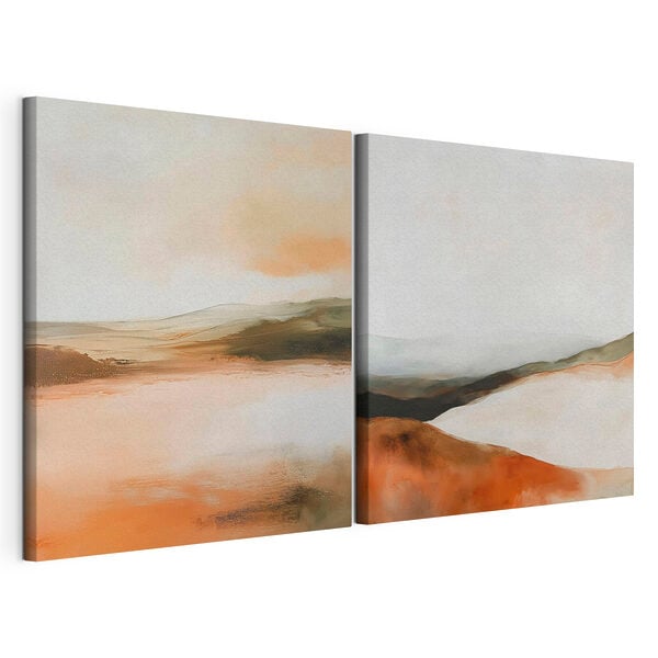 Modulaire canvasprint Twee schilderijen van heuvels en nog meer heuvels