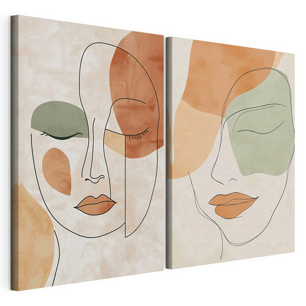 Modulaire canvasprint Twee afbeeldingen van het gezicht van een vrouw