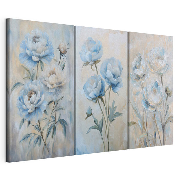 Modulaire canvasprint Verfijnde bloemen in zachte tinten