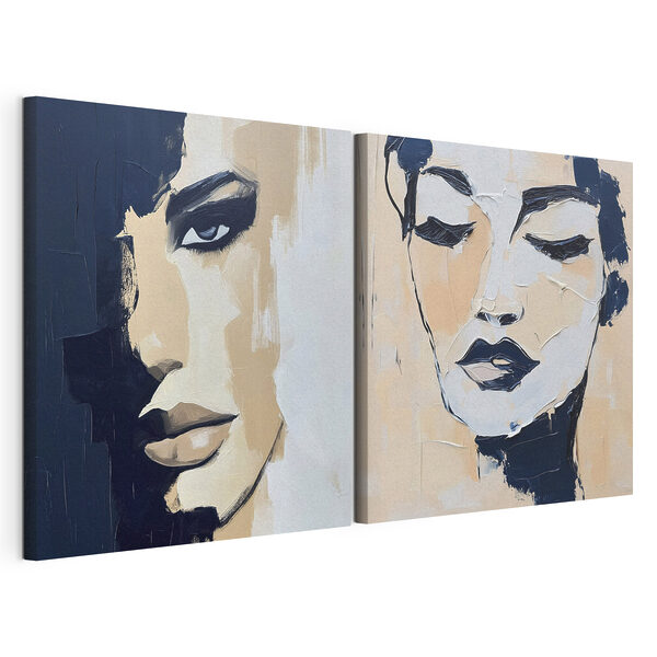 Modulaire canvasprint Schilderij van het gezicht van een vrouw