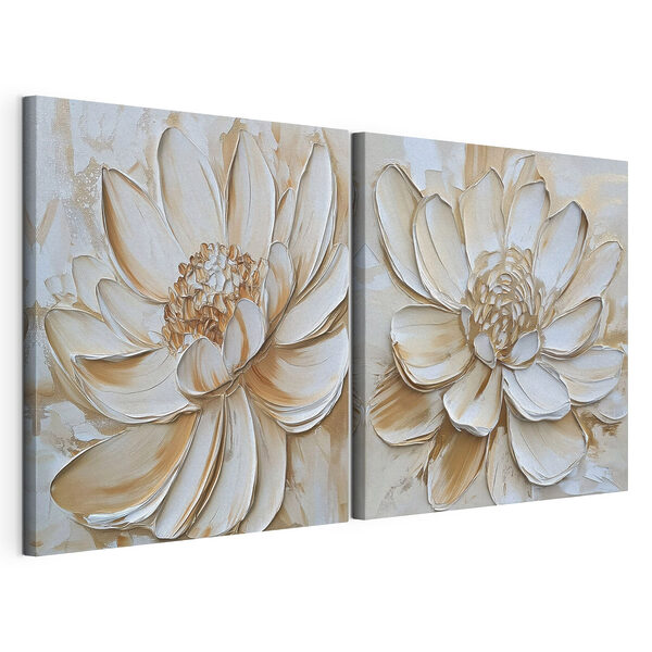 Modulaire canvasprint Rustige bloemen in zachte tinten