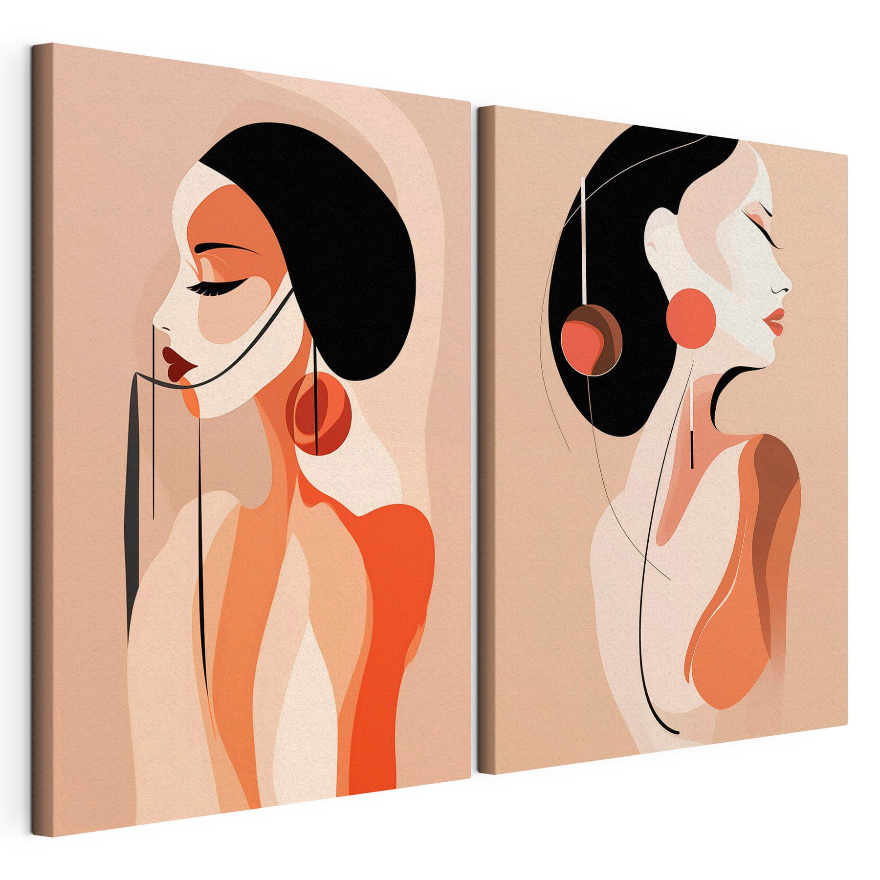 Woman with black hair and earrings