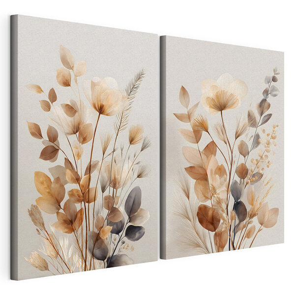 Modulaire canvasprint Elegante bloemschikking in zachte tinten