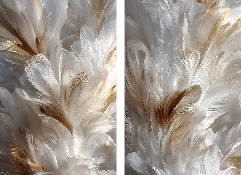 Delicate feathers in soft hues