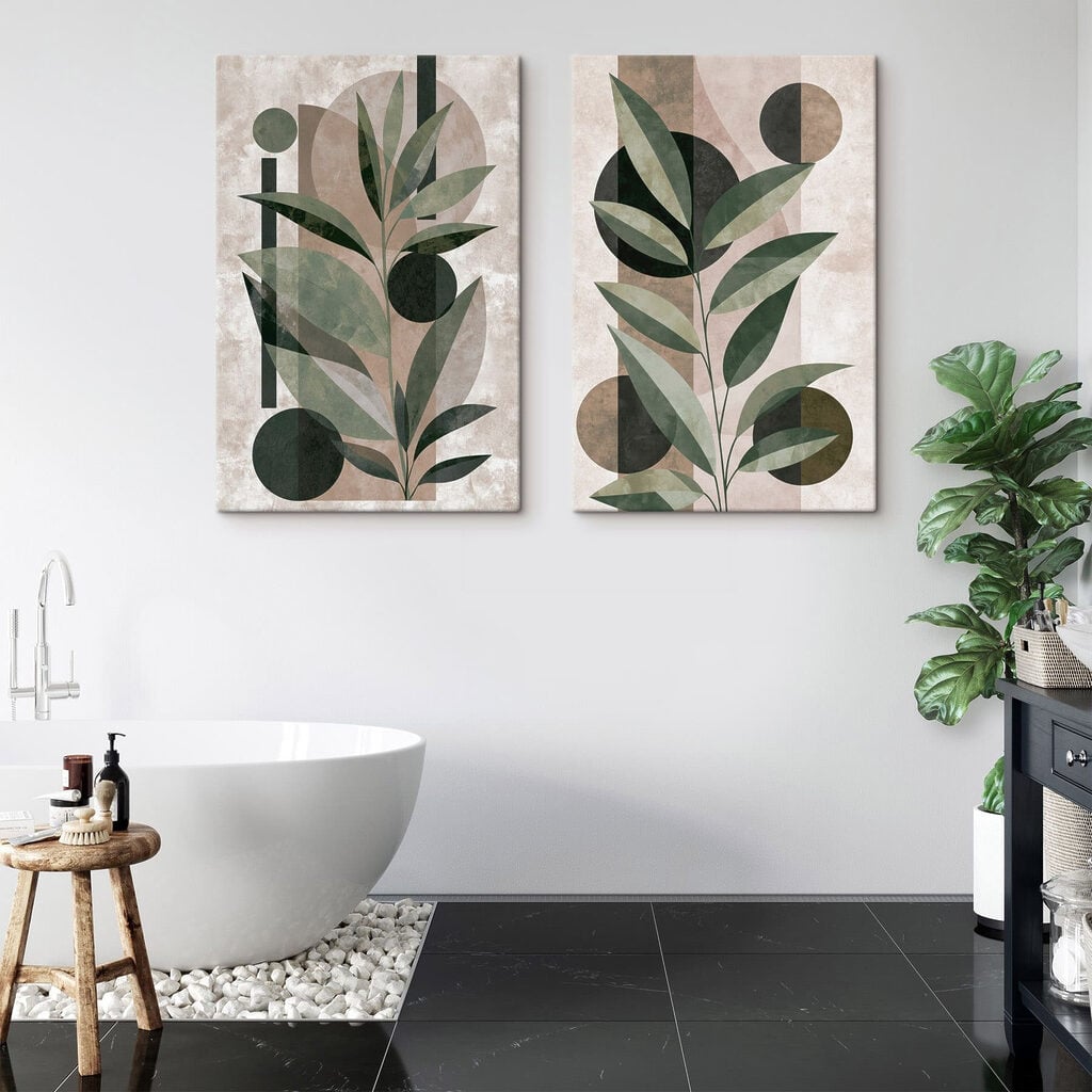- Elegant leaves entwined with geometric shapes