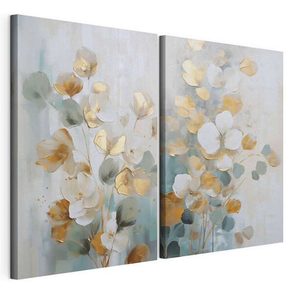 Modulaire canvasprint - Elegante bloemschikking in zachte tinten
