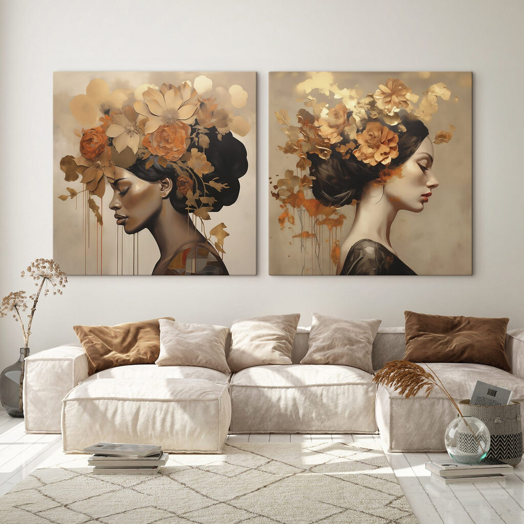 Painting of a woman with flowers in her hair