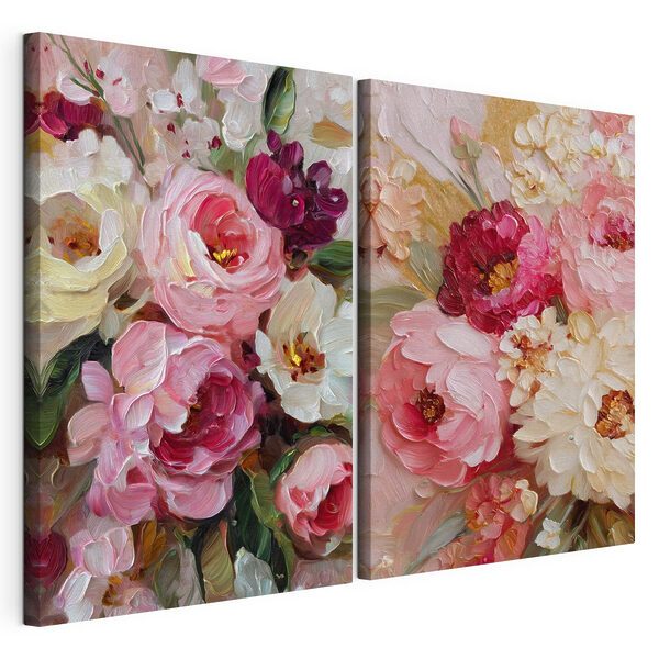 Modulaire canvasprint Bloesems in levendige, zachte tinten