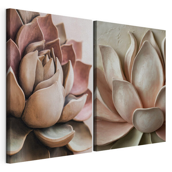 Modulaire canvasprint Zachte bloemblaadjes in ingetogen aardetinten