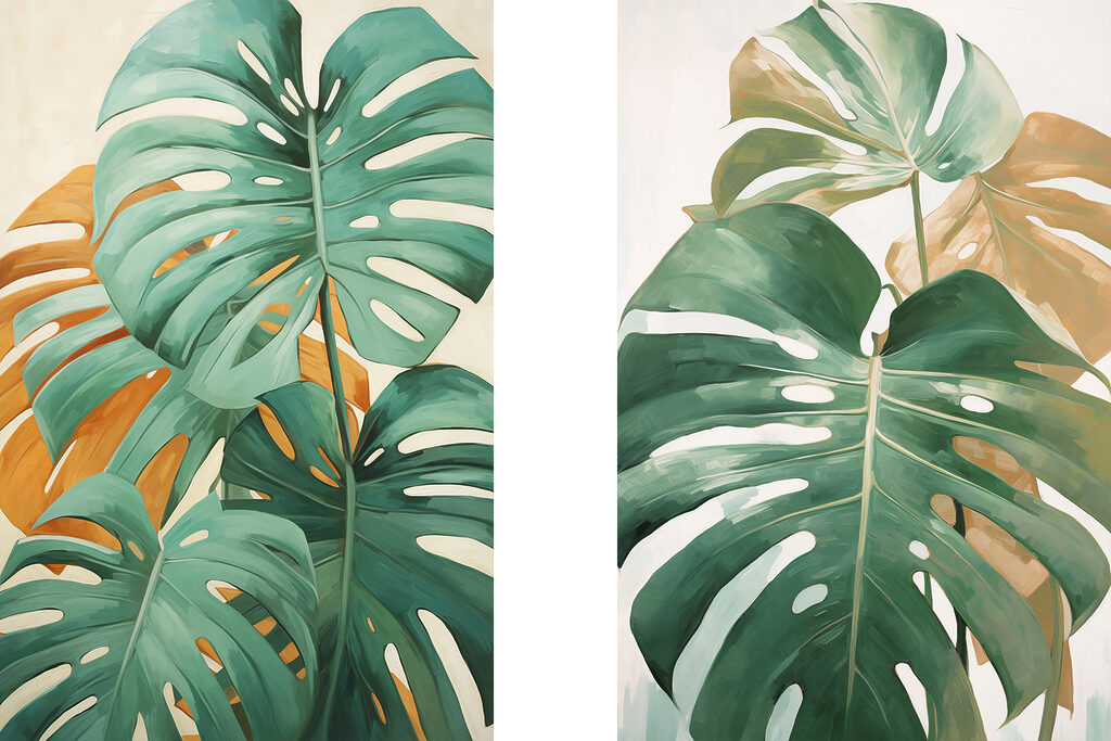 Lush green leaves in vibrant hues