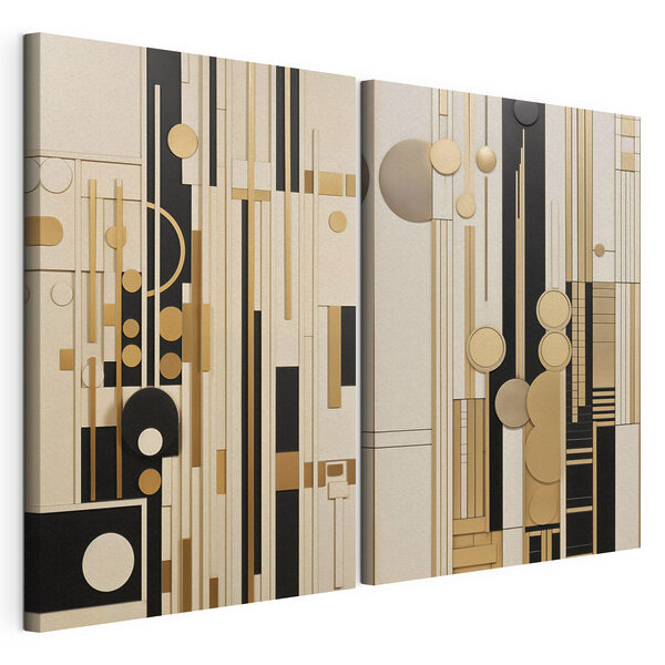 Modulaire canvasprint Collage van kunstwerken met verschillende vormen en kleuren