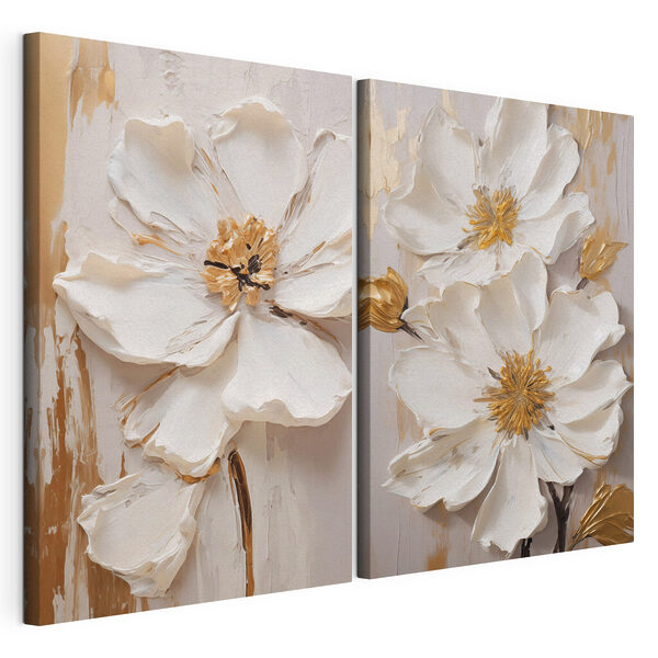 Modulaire canvasprint Verfijnde bloemen in zachte tinten