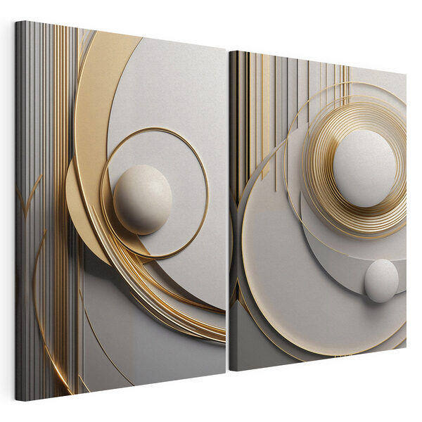 Modulaire canvasprint Elegante rondingen en bollen in harmonie