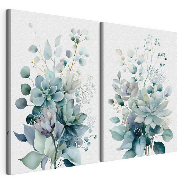Modulaire canvasprint Fijn groen in zachte tinten