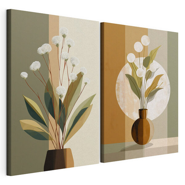 Modulaire canvasprint Schilderij van bloemen in een vaas
