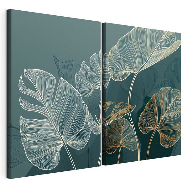 Modulaire canvasprint Fijne blaadjes in zachte kleuren