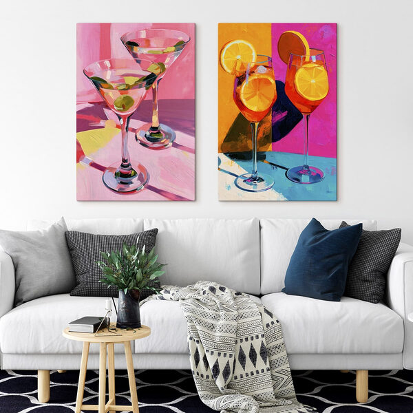Painting of a couple of martini glasses