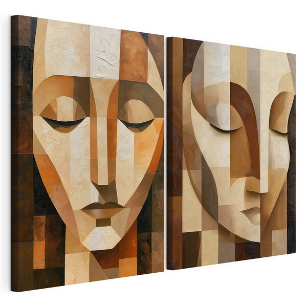 Modulaire canvasprint Stille gezichten in abstracte harmonie