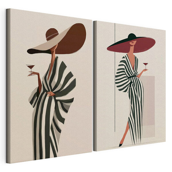 Modulaire canvasprint Vrouw met een hoed