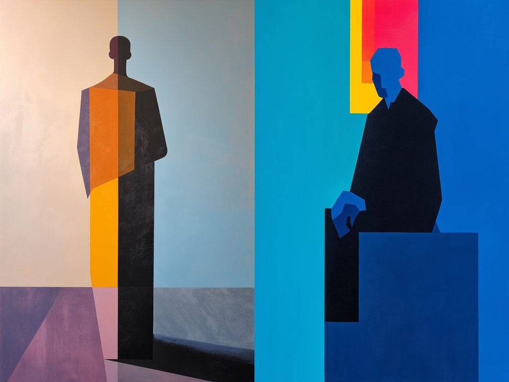 Painting of a man and a man