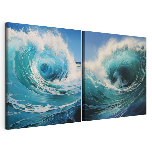 Modulaire canvasprint Collage van een golf