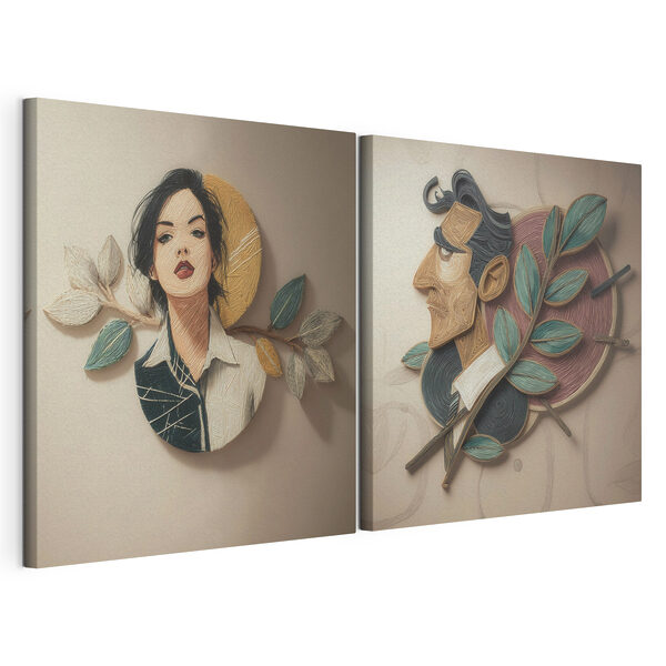Modulaire canvasprint Collage van een man en het gezicht van een man