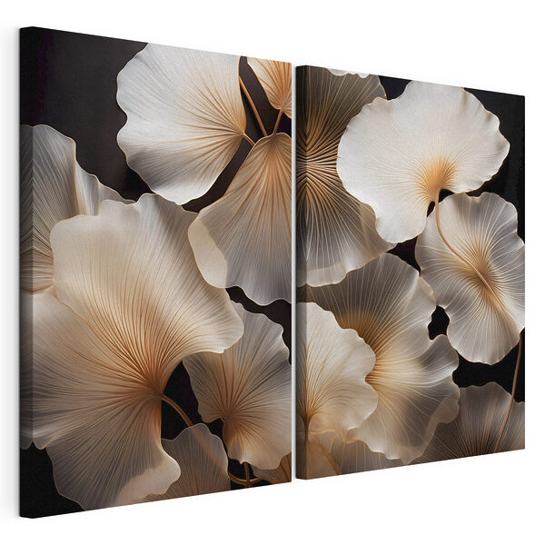 Modulaire canvasprint Collage van witte en bruine bladeren