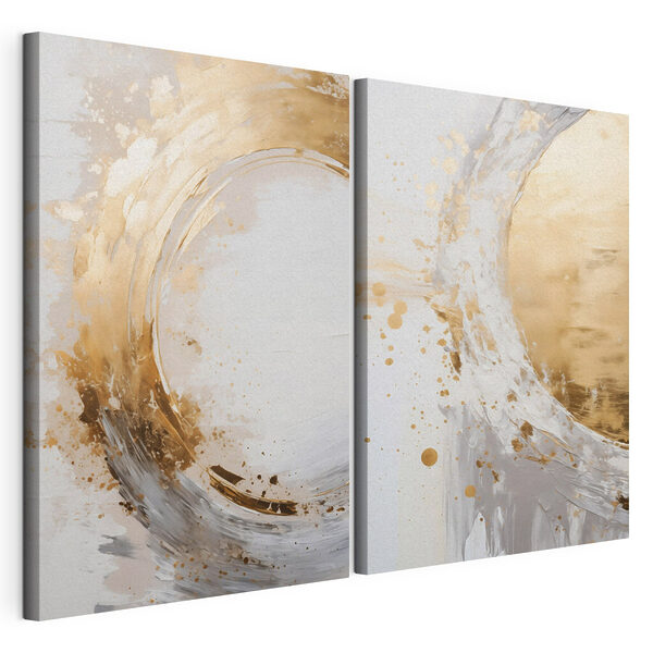 Modulaire canvasprint Dynamische wervelingen in lichte tinten
