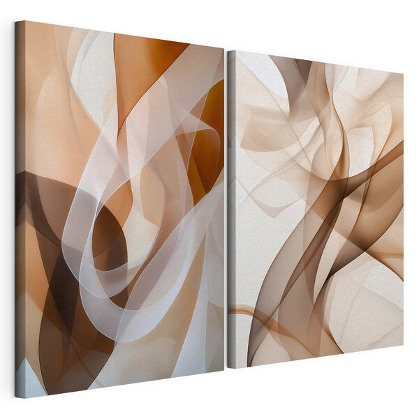 Modulaire canvasprint Vloeiende vormen in aardetinten