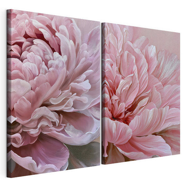 Modulaire canvasprint Zachte bloemblaadjes in delicate roze tinten