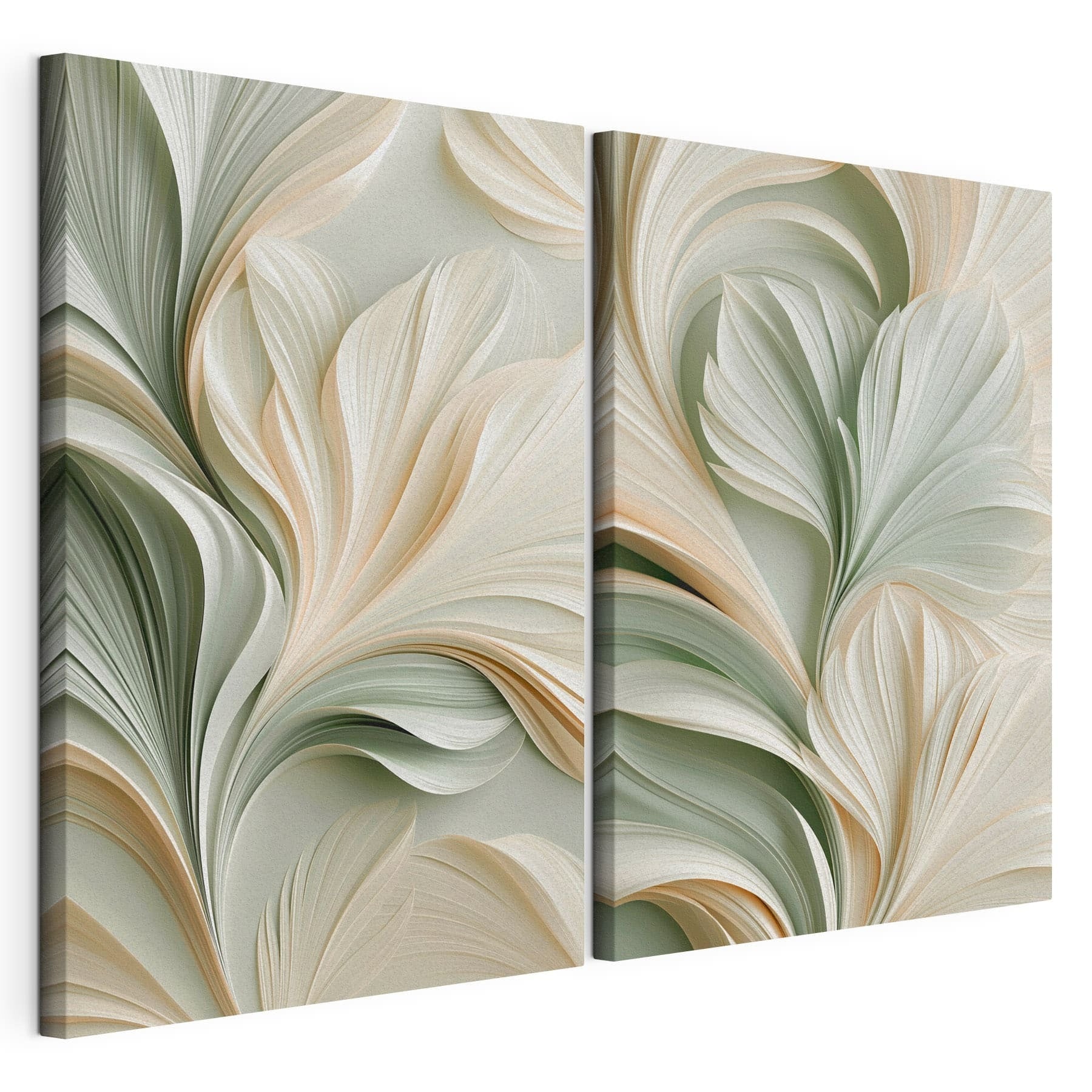 Collage of a white and green floral design