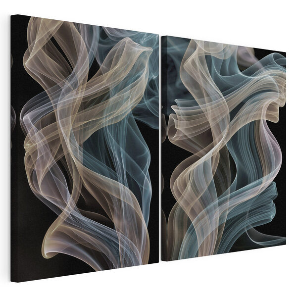 Modulaire canvasprint Sierlijke krullen van zwevende kleuren