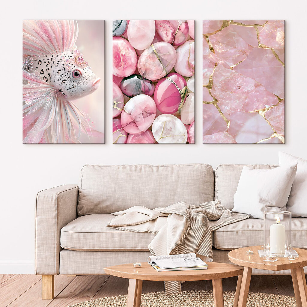 Collage of pink and white stones