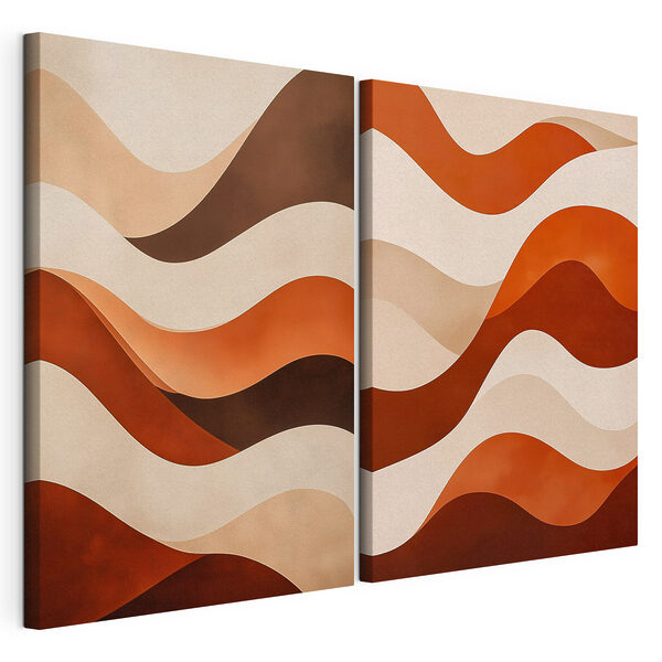 Modulaire canvasprint Een paar bruine en witte golven