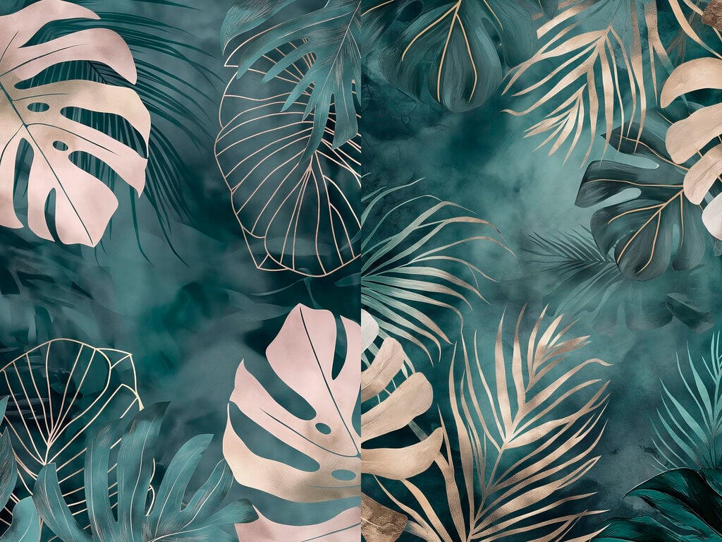 Lush foliage on vibrant background