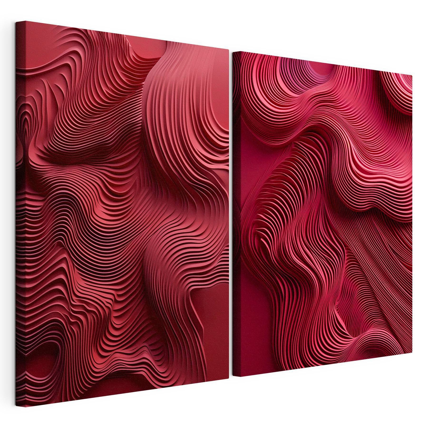 Red and pink wavy lines