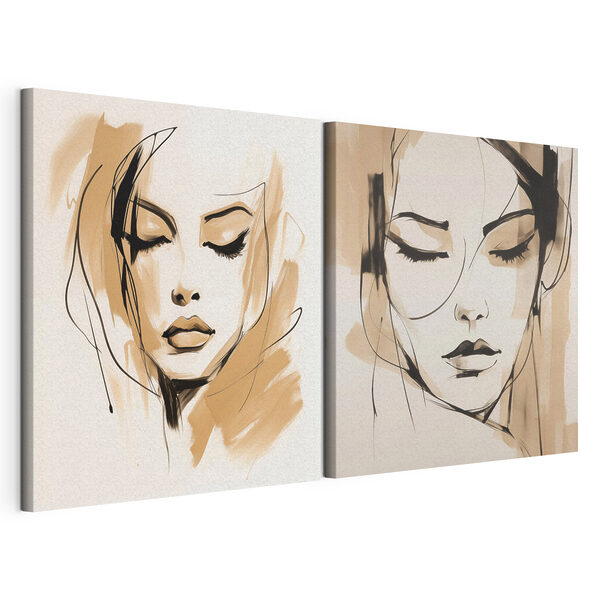 Modulaire canvasprint Tekeningen van het gezicht van een vrouw