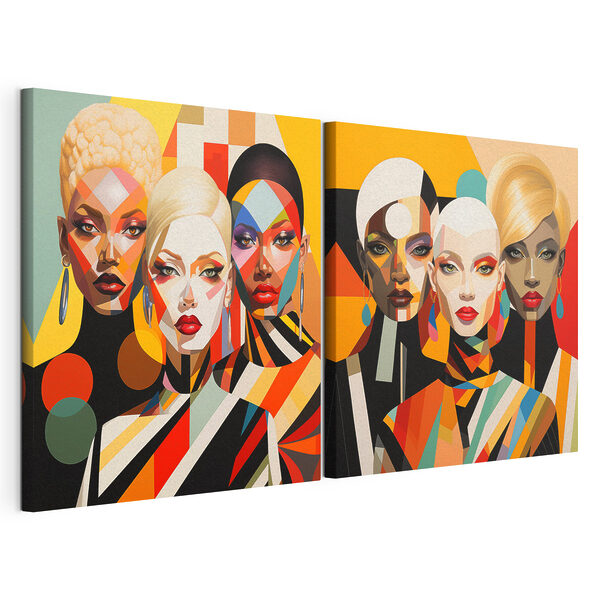 Modulaire canvasprint Collage van vrouwen in verschillende kleuren