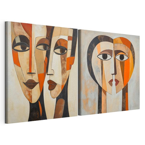 Modulaire canvasprint Schilderij van het gezicht van een vrouw