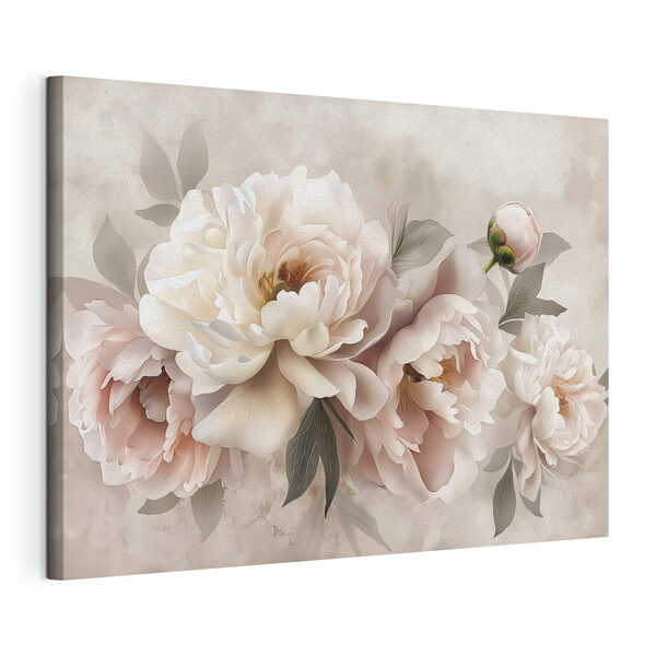 Een groep bloemen op een witte achtergrond Canvas Schilderijen Een groep bloemen op een witte achtergrond