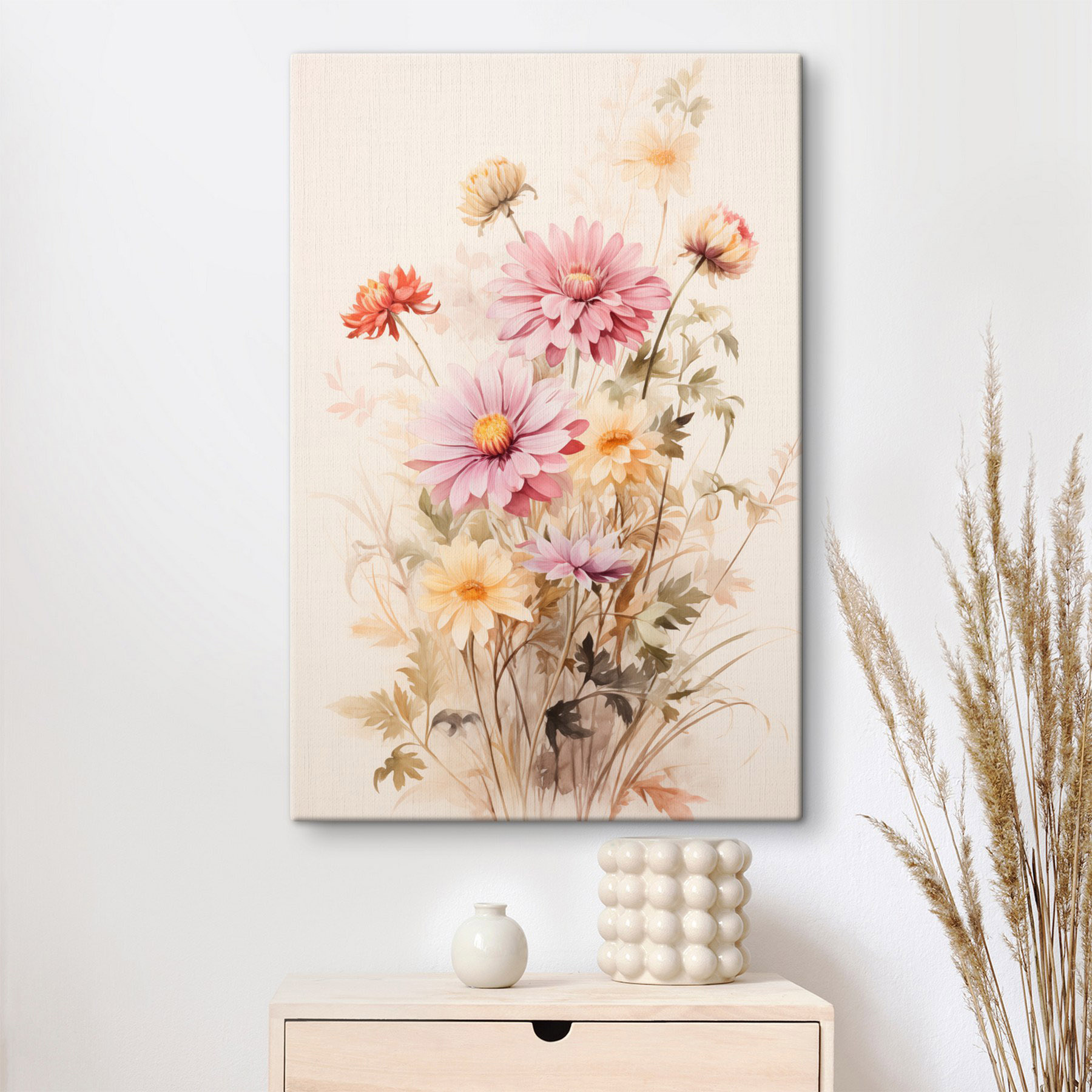 Painting of flowers on a white background