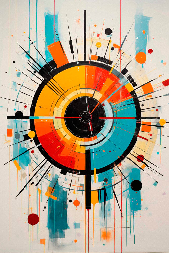 Colorful circle with lines and dots